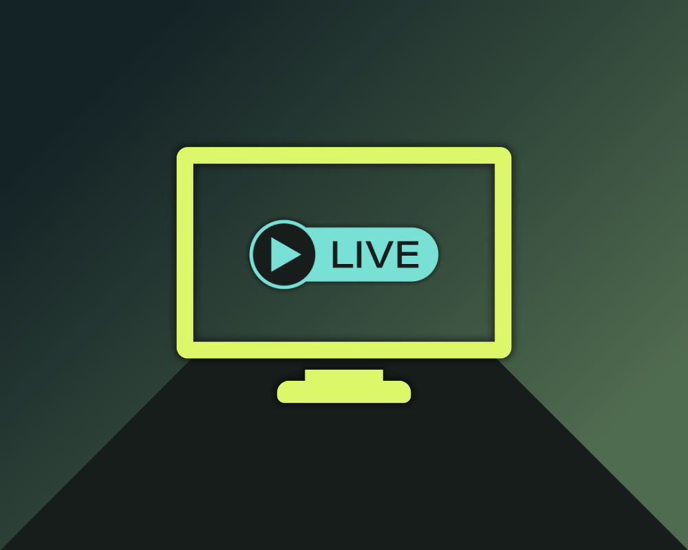 Livestreaming-Setup mit Bildschirm und Play-Symbol